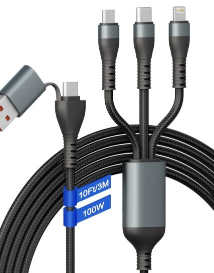 100W USB C to Multi Fast Charging Cable 3M/10Ft with MFi Certified